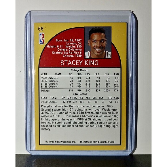 Stacey King Rookie 1990 NBA Hoops NBA #66 Card Chicago Bulls - Picture 2 of 2